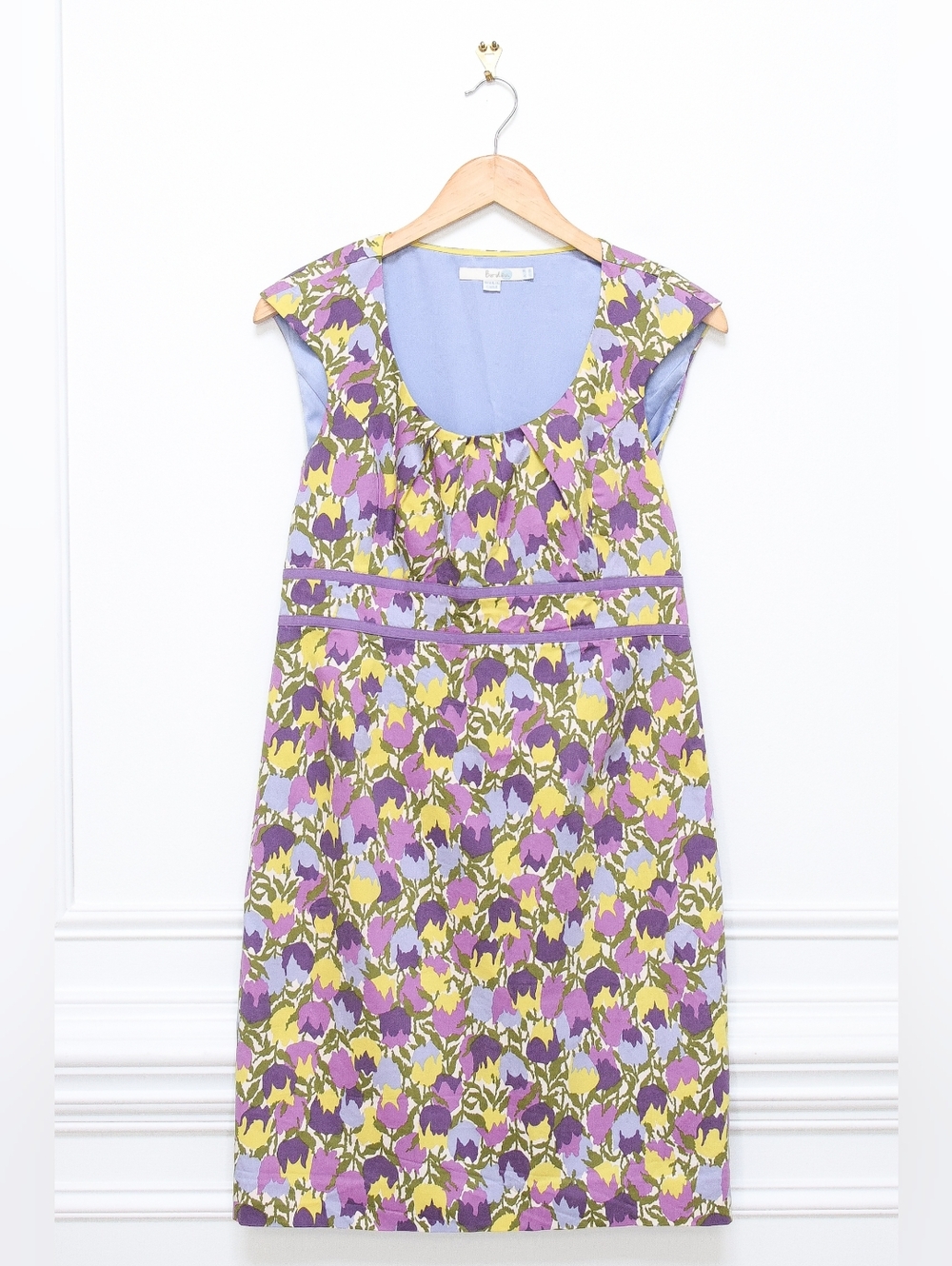 Boden Valentine Tulip Dress Floral Sheath Midi Purple Sz 8 Pastel Coquette Retro - Picture 2 of 8